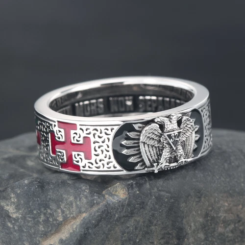 Vintage Shriners Scottish Rite Mason Masonic 32 Degree Silver Ring