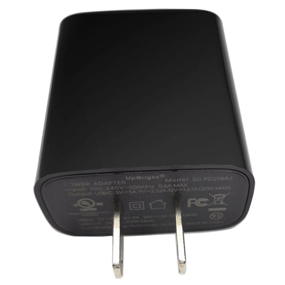 Cargador de pared rápido adaptador de CA de doble puerto 20 W USB-C y USB-A para Samsung Galaxy LG Foto 3 de 4