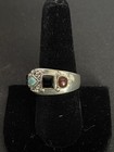 Vintage MARSALA SIGNED 925 Sterling Silver Turquoise Coral Onyx RING SIZE 9 — photo 2