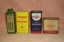 Lot Of 4 Vintage Assorted Advertising Lidded Tin Cans