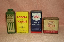 Lot Of 4 Vintage Assorted Advertising Lidded Tin Cans