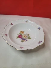 Vintage Mitterteich Meissen Floral Large Serving Bowl, Bavaria 9.75"