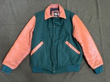 Rocking R Bison Leather & Wool Letterman Style Jacket Coat Men’s Size M USA Made