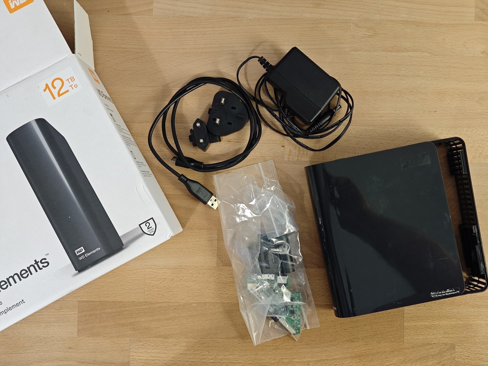 Case WD Elements Desktop 12TB vuoto + alimentatore + scheda USB 3.0 SATA no HDD
