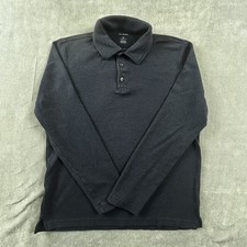 Van Heusen Classic Fit Long Sleeve Shirt Mens Medium Navy Blue 1/4 Button Casual