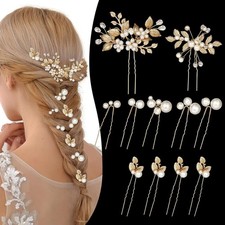 11 PCS Wedding Hair Pins Bride Headpiece Pearl Wedding Hair Accessories Flowe...