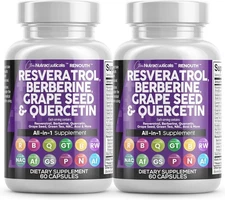Clean Nutraceuticals Resveratrol, Berberine + (Exp 09/26) 120 Total Capsules