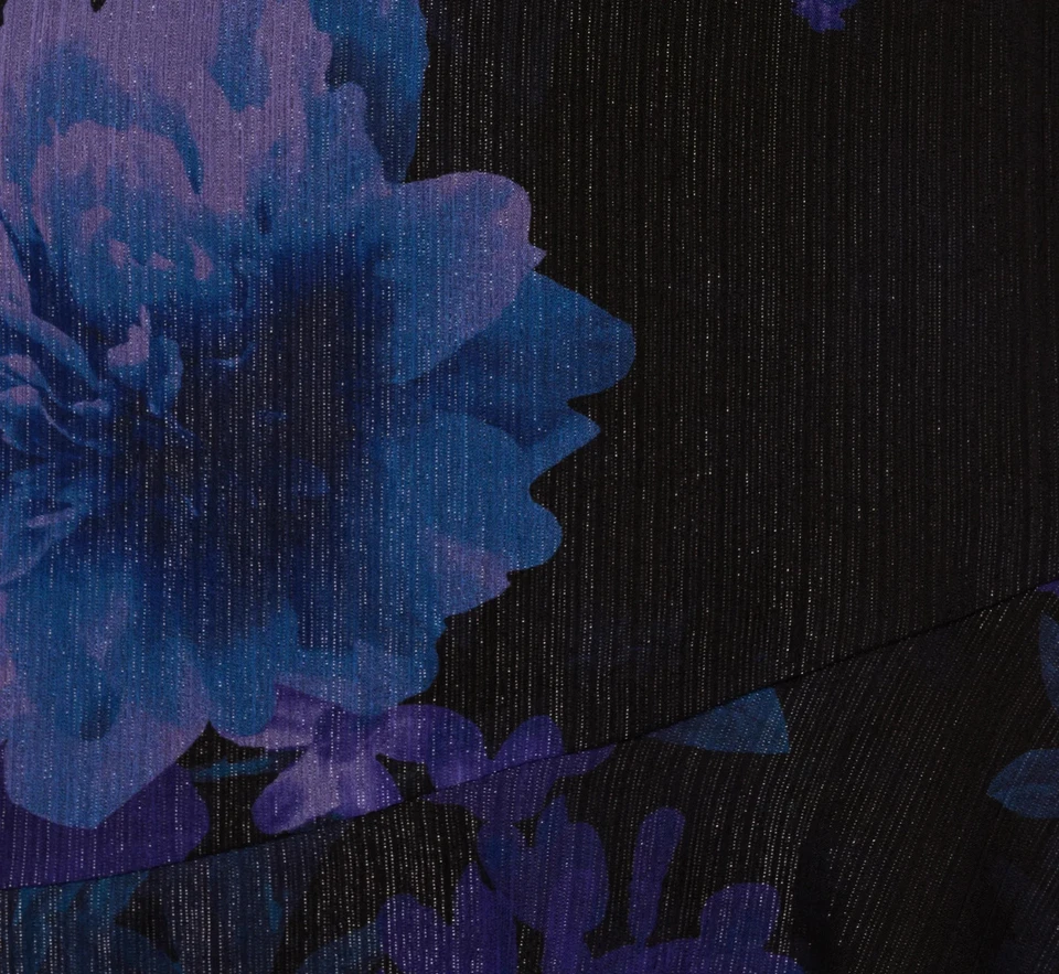 Adrianna Papell Sleeveless Glitter Floral Ruffle Midi Dress Black Multi sz 18 - Image 2 of 4