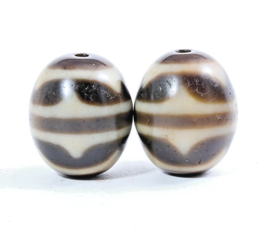 Himalayan Tibetan Nepalese Cultures Dzi Zee Double Tasso Prayer Amulet Mala Bead - Image 3 of 4