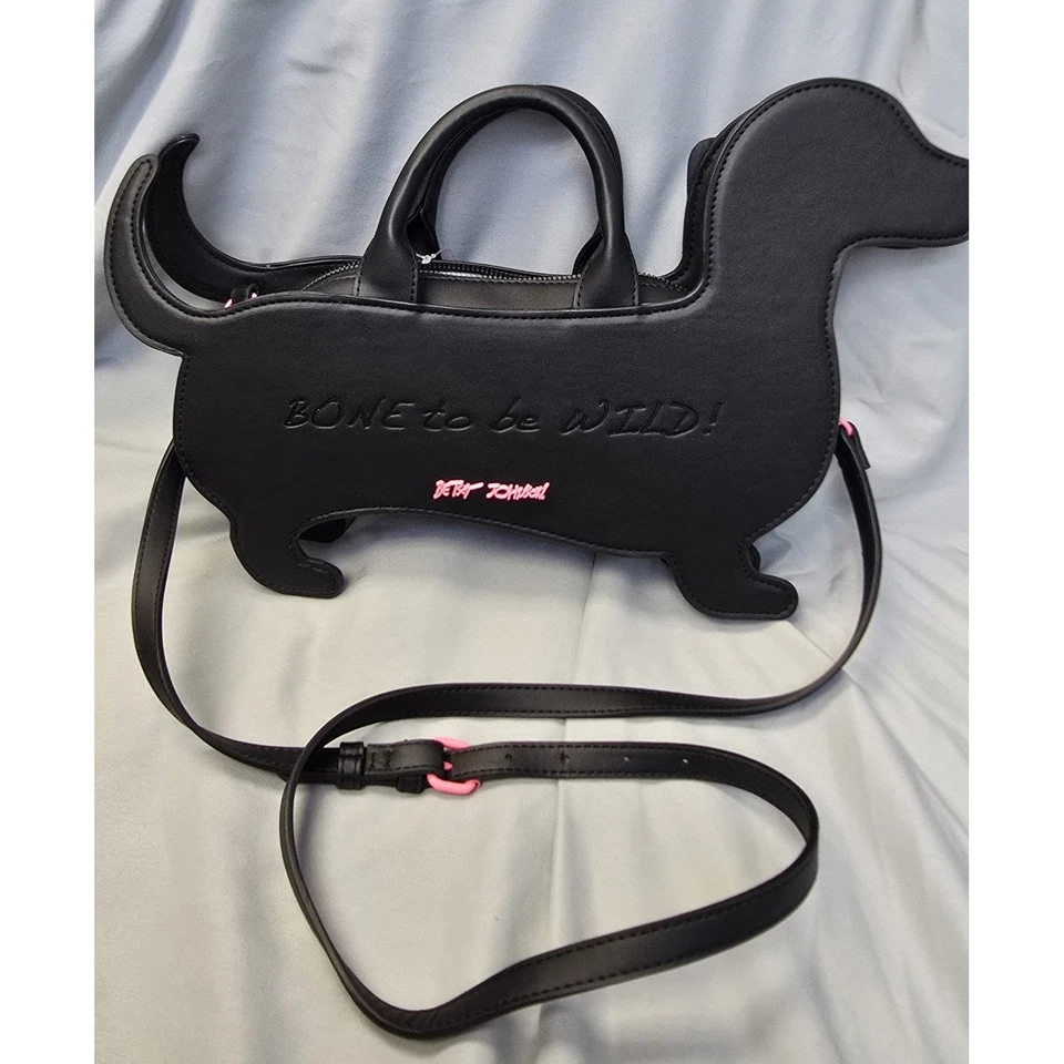 Betsey Johnson Skeleton Dachshund Dog Crossbody Handbag Purse Bone to be Wild - Image 3 of 4