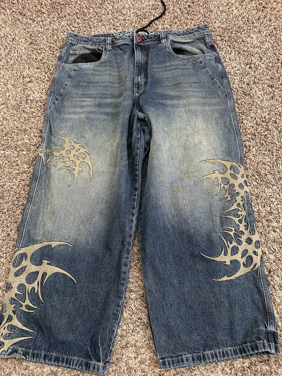Y2K Vitriol Goth Ultra-Wide Jeans Blue Baggy Hip Hop JNCO Style