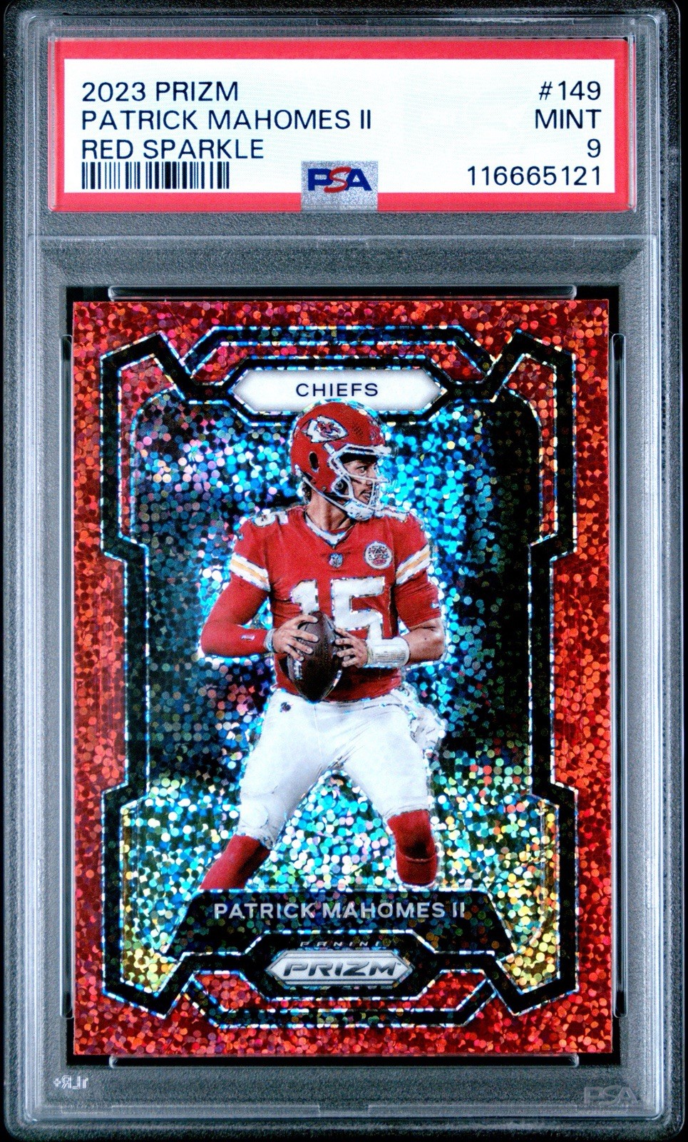 Patrick Mahomes 2023 Prizm Red Sparkle PSA 9 #149 SSP Chiefs