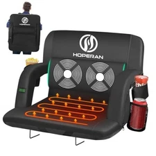  Massage Heated Stadium Seats for Bleachers with Back 21" Regular 1pc Black