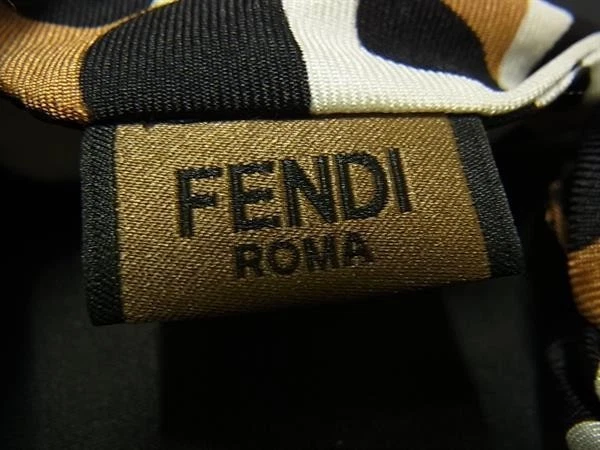 FENDI Hair Accessory Scrunchie - Brown, Ivory, and Black Silk Women's Hair Tie - Image 3 of 3