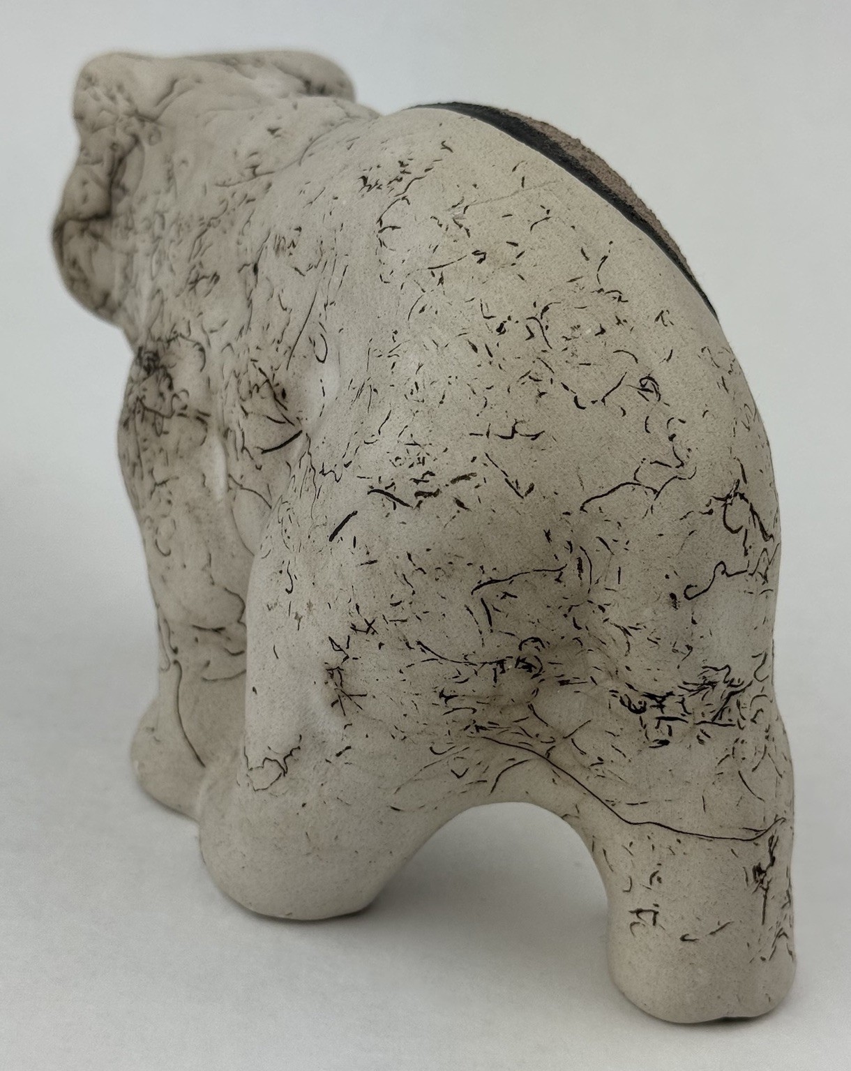 Native American Navajo Bear Figurine Sculpture Carved Horse Hair Pottery Signed