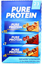 Pure Protein Bars Gluten Free Chocolate Variety Pack 23 Count EXP 01/2027