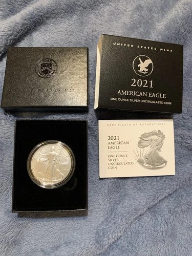 2021-W American Eagle  One Ounce Silver Uncirculated Coin w/COA & Box