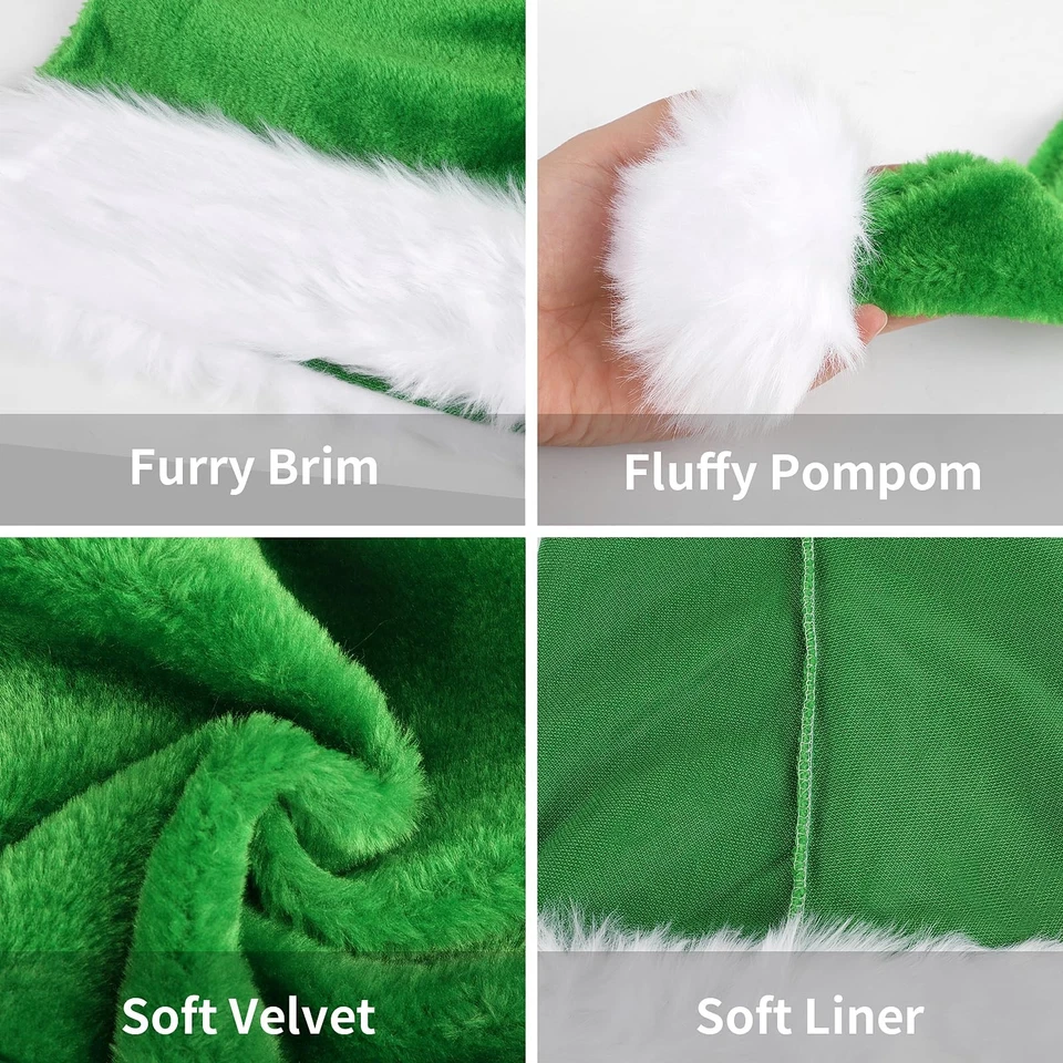 Sombrero largo de felpa de Navidad de Papá Noel para adultos con decoración de fiesta de piel blanca Foto 4 de 4