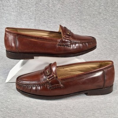 G.H. Bass Harrison Weejuns Strap Dress Loafer Shoes Mens 9 D Brown Leather Q-086