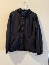 Goodfellow  Co Water Resistant Hooded Windbreaker Jacket Black Men's Size S