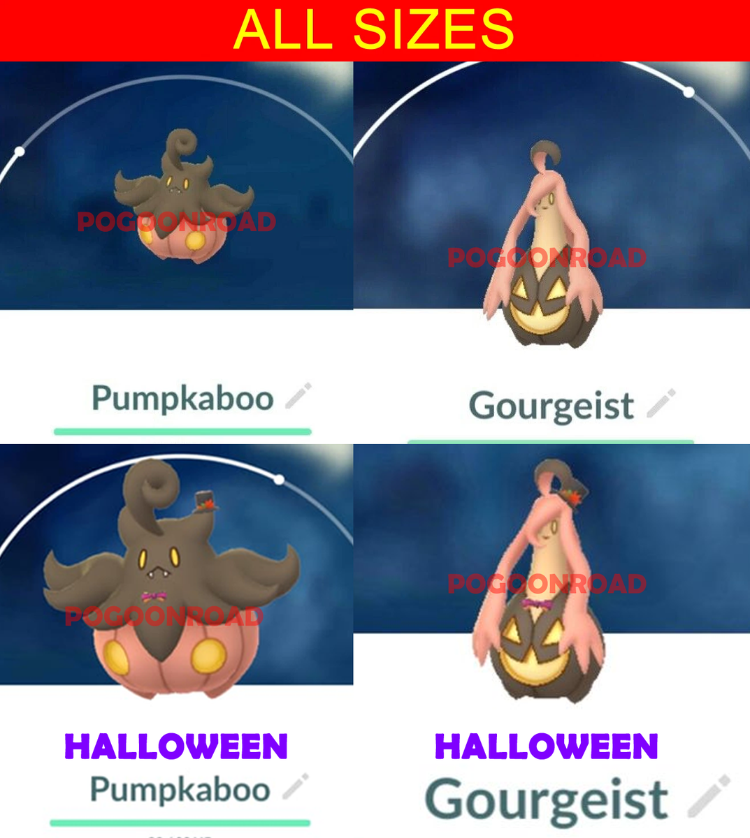 Pumpkaboo Gourgeist XS Average XL XXL HUGE Super SIZE - POKEMON | eBay