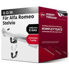 Für Stelvio Typ 949 (G.D.W.) Anhängerkupplung abnehmbar + E-Satz 7pol universell