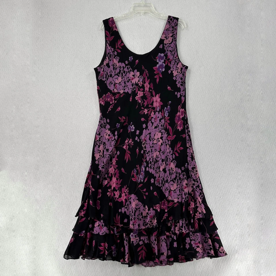 Vestido Eva Azul 2 Piezas Talla 18 Rosa Negro Floral Midi Y2K Caprichoso Hada Foto 3 de 4