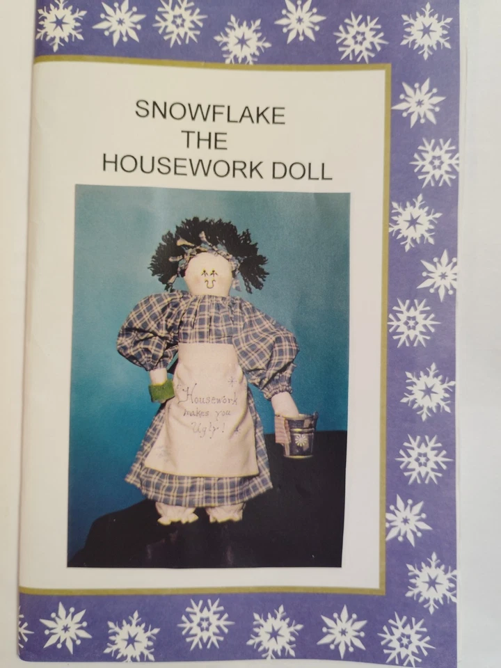 Housework Doll Snowflake Rag Fabric Stuffed Craft Pattern Dress Country Decor - Image 2 of 4