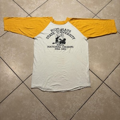 Vintage Fort Hays State University NAIA 1984-85 Champs Shirt Mens XL Raglan VTG