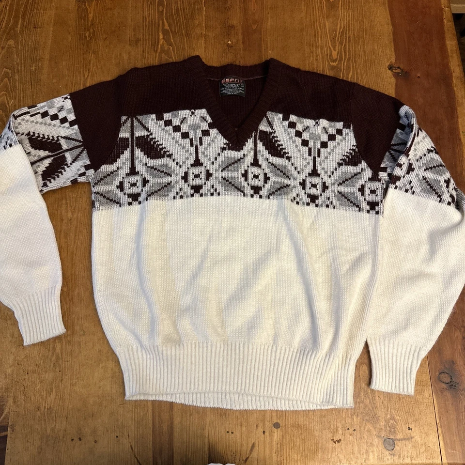 Esprit by Campus Virgin Orlon Acrylic V Neck Sweater Red Womens L VTG - Image 2 of 4