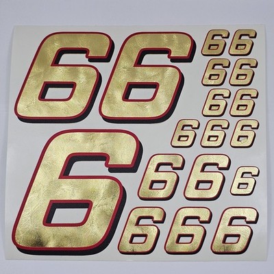 Hammered Gold/Red/Bl Number 6's Racing Vinyl Decal Sheet 1/16-1/8th kyoshotamiya