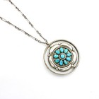 Signed Southwest 925 Turquoise Red Coral Inlay Necklace Pendant Lot  3 #S5308-5 — photo 2