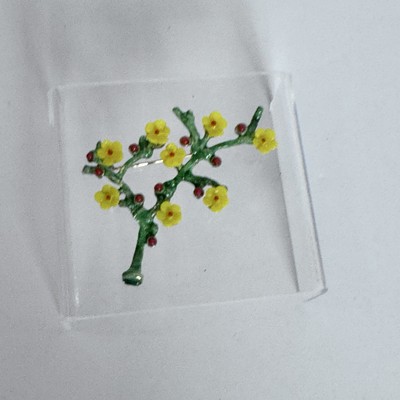Vintage Japanese Brooch Blooming Tree Gold W Yellow Flowers