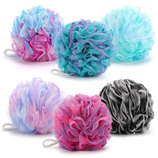 XXL Large Loofah Bath Sponge 100g/pc, 6Pcs Exfoliating Mesh Pouf Bath Scrunch...
