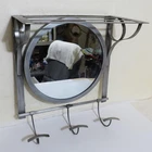 Vintage Metal Coat & Hat Rack w Mirror Metal & Shelf Wall Hanging Sheffield 2013