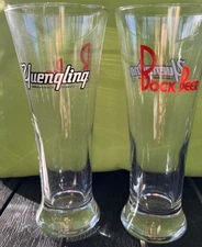 Set Of 2 Yuengling Bock Beer Tall Pilsner Weiss Style Glasses USA Brewery Glass