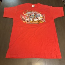 Vintage 1996 Cheyenne Rodeo T-Shirt Large Red Single Stitch Western Cowboy