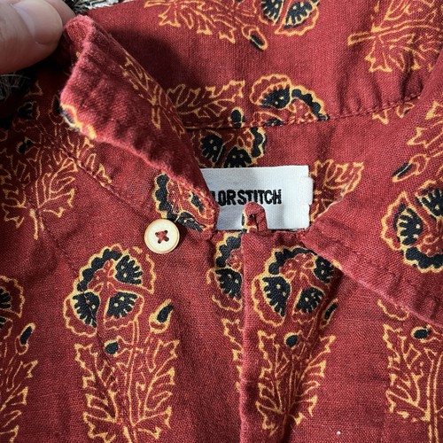 Taylor Stitch The Short Sleeve Hawthorne Shirt Rust Floral Size 36 Red Casual - Picture 7 of 16