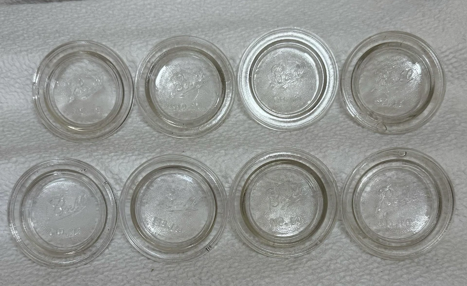 Juego de 8 tapas de vidrio transparente vintage tarro enlatado bola #10 tapa antigua redonda 2,5" Foto 2 de 4