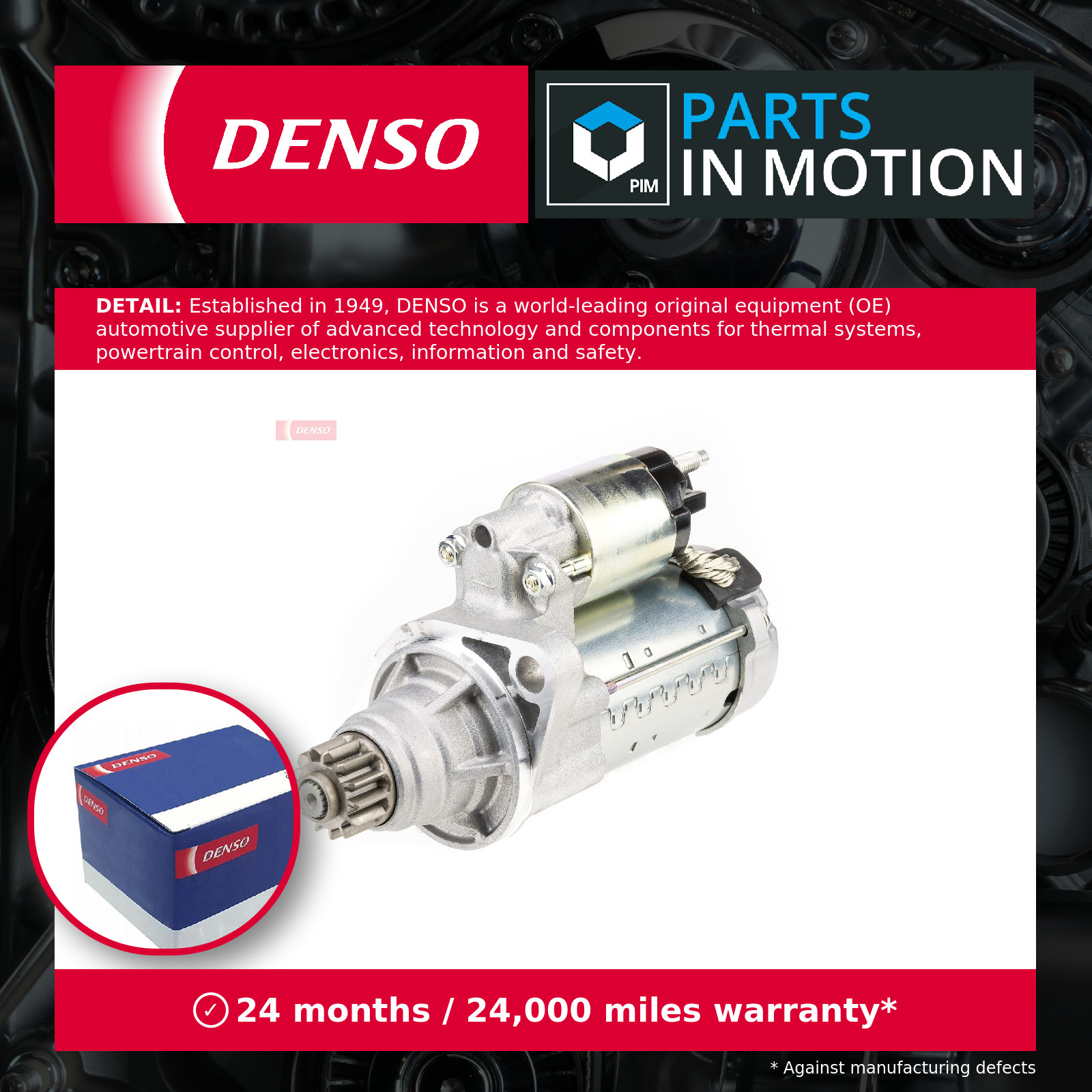 Starter Motor fits VW PASSAT 1.4 1.8 2012 on Automatic Transmission Denso New