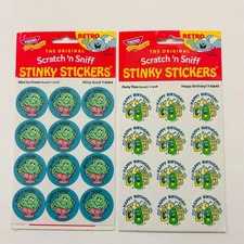 TREND Scratch n Sniff RETRO STINKY STICKERS : MINT ICE CREAM & PARTY TIME 2pk