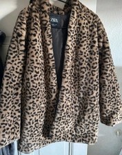 Zara Damen Mantel Leoparden Muster mit Reißverschluss NEU