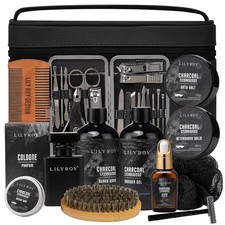 Luxury Men  s Bath  Beard Gift Set 31-Piece Spa Body Care Kit with Travel Bag