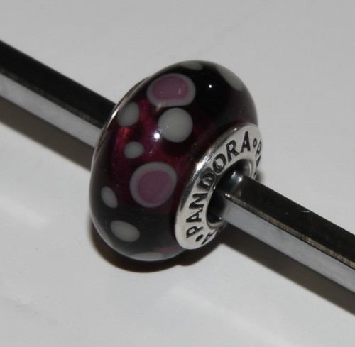 Pandora Sterling Silver 925 Purple Bubbles Murano Glass Charm - 790693 Retired