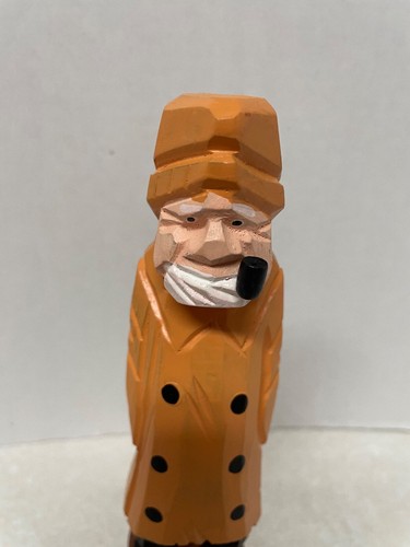2 figuras de madera pintadas talladas a mano de arte popular náutico de colección marinero pescador - Imagen 3 de 11