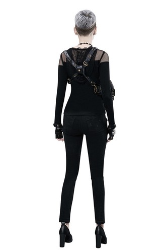 Gothic Steampunk Rock Crossbody Shoulder Leather Men Women Belt waist Chest bag - Picture 11 of 24