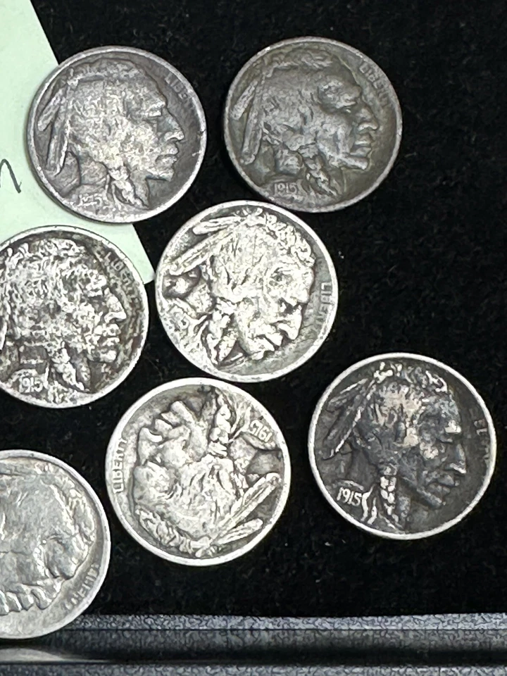 1915 D Denver 5 Cents Buffalo Bison Indian Nickel Lot Of 9 Coins - Image 4 of 4