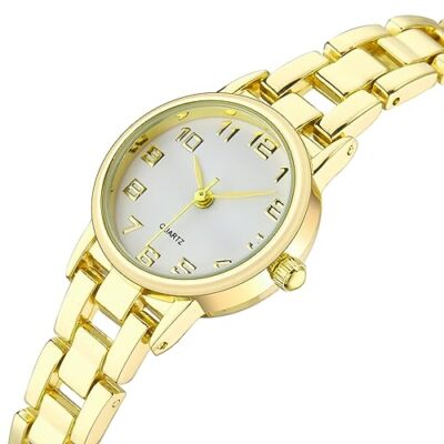 Women Gold White Small Thin Analog Bracelet Quartz Dainty Waterproof Wrist Watch Womens Waterproof Wrist Watch,Women main image 4