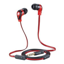 Flat Design Tangle Free Handsfree Stereo Earphone - Black/Red