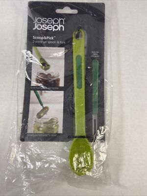Joseph Joseph 2-Piece Jar Spoon and Fork Set with Scoop and Pick, Green New